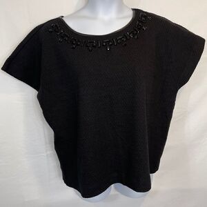 Lane Bryant textured black embellished crop top 18